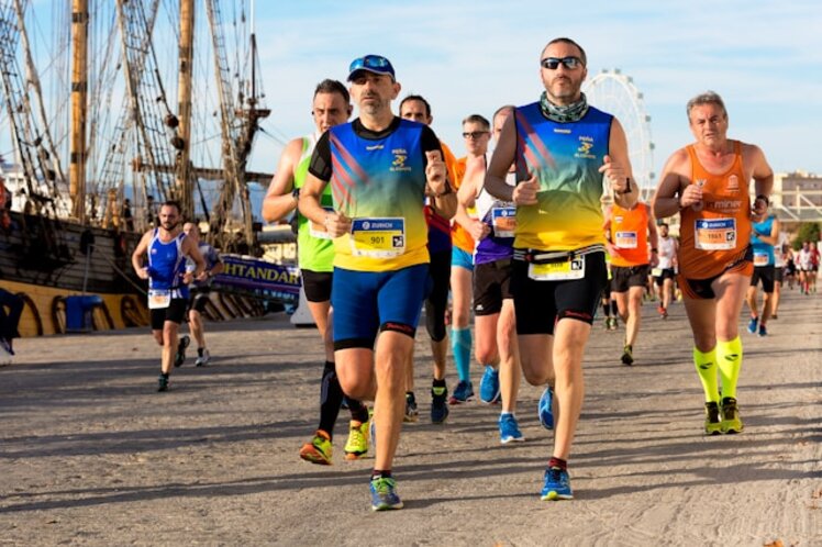 Marathon runners participating in the London marathon