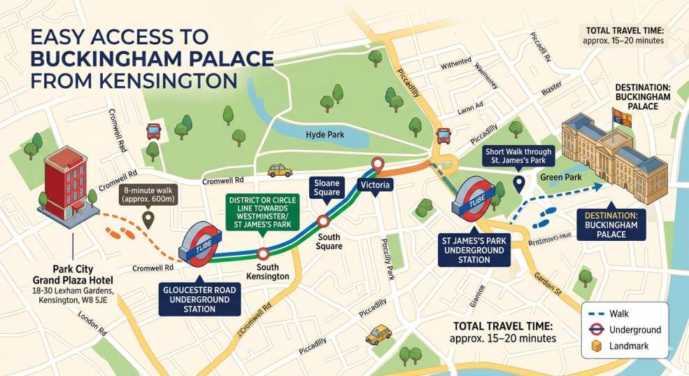 Park City Grand Plaza can travel to the palace using the Underground